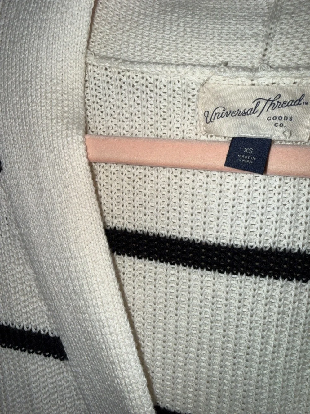 NWOT Striped Open Front Cardigan Knit Sweater XS Universal Thread Black White - Picture 9 of 10